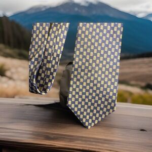 Arrow Men's Neck Tie 100% Silk Geometric Blue Silver L58" W 3.75" Made in USA